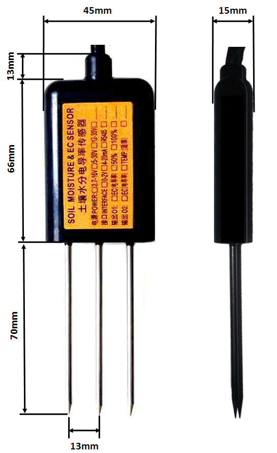 土壤溫度水分鹽分傳感器傳感器外型尺寸